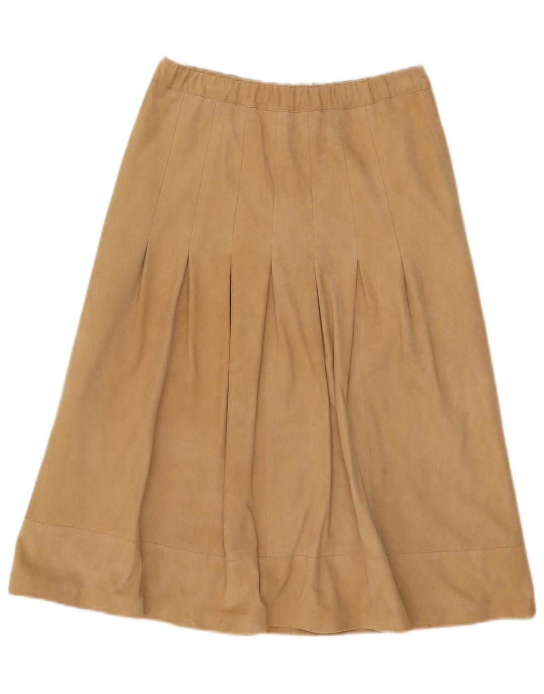 Gonna vintage in pelle scamosciata da donna W30 in pelle beige media