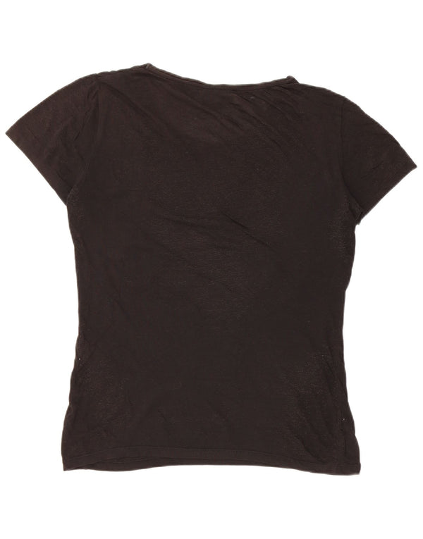 T-shirt grafica da donna Trussardi Jeans Top UK 12 cotone medio nero