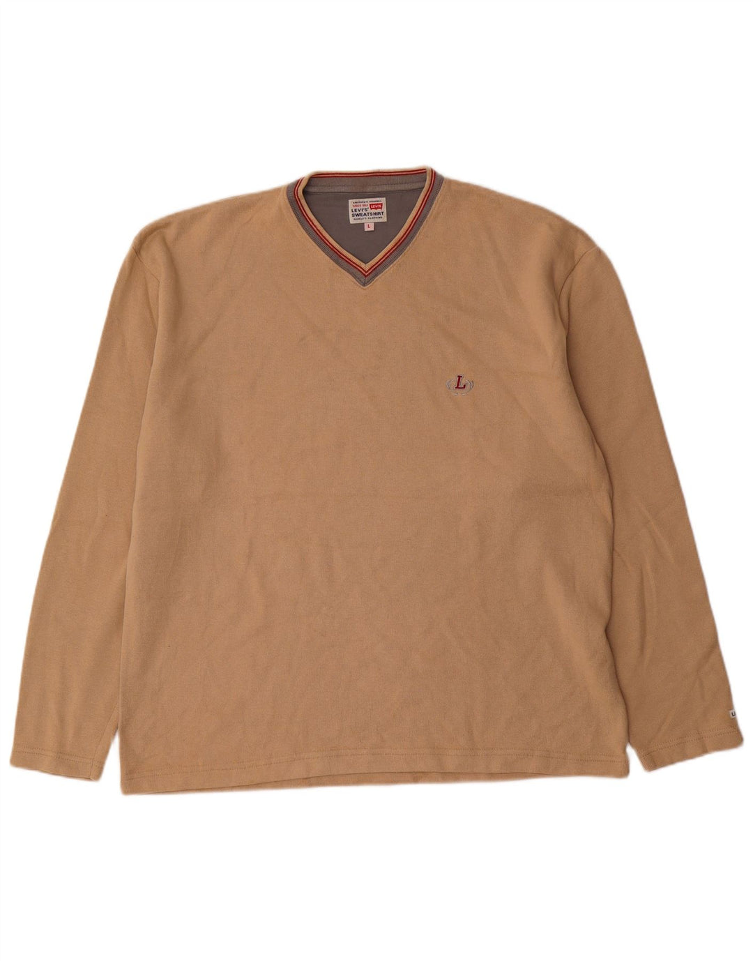 Levi's Uomo Maglione con scollo a V Maglione grande in cotone beige