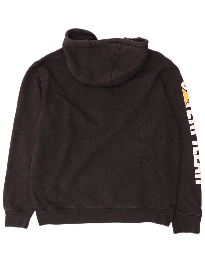 Maglione con cappuccio e zip grafica da uomo CAT grande in cotone nero