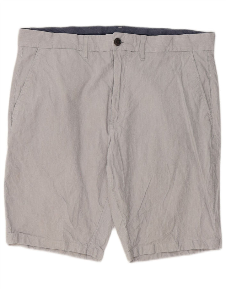 Pantaloncini chino da uomo Marks & Spencer W34 grande cotone gessato grigio