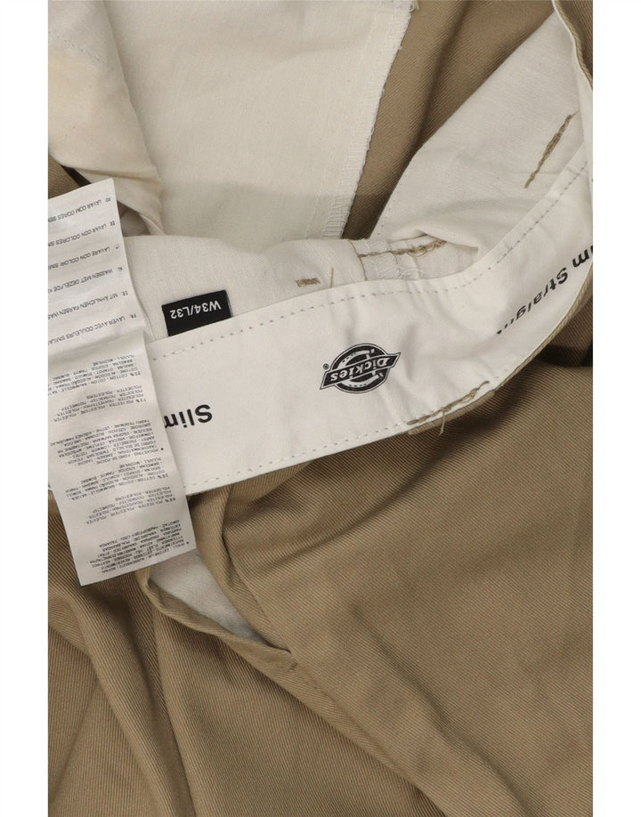 DICKIES Pantaloni chino dritti slim da uomo W34 L32 Poliestere beige