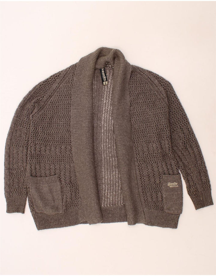 SUPERDRY Womens Oversized Cardigan Sweater UK 10 Small Grey Acrylic Vintage Superdry and Second-Hand Superdry from Messina Hembry 