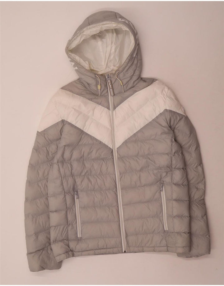 MICHAEL KORS Giacca imbottita con grafica da uomo UK 40 Large Grey Colourblock