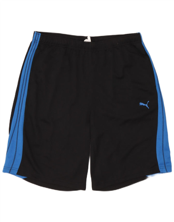 Pantaloncini sportivi PUMA da uomo, grandi, in poliestere color block nero