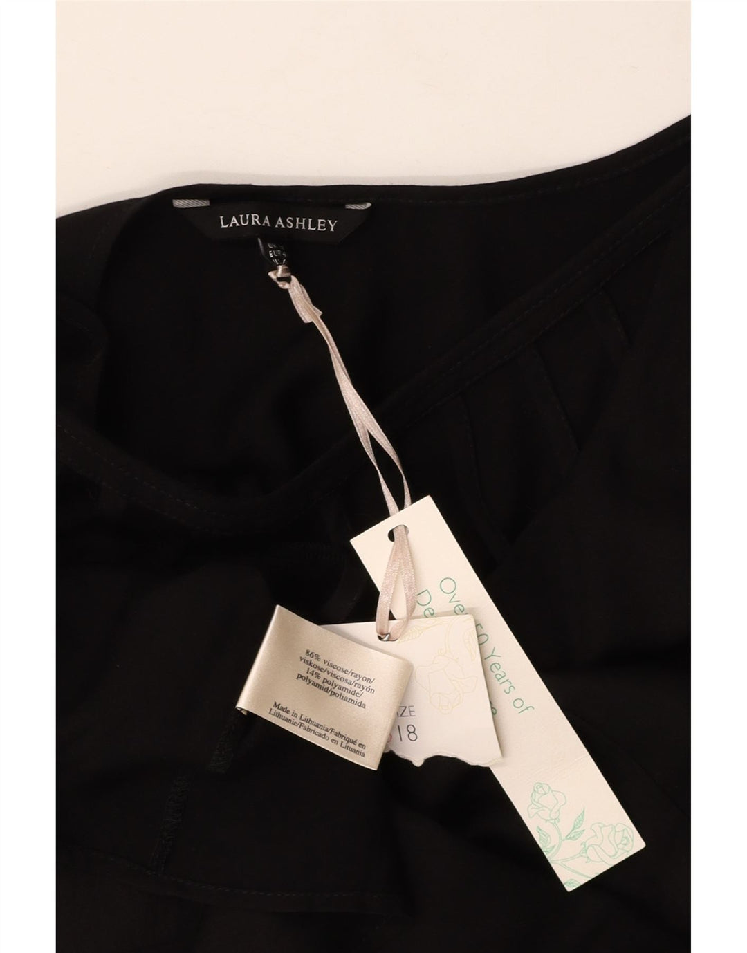 LAURA ASHLEY Camicetta senza maniche da donna UK 18 XL Viscosa nera