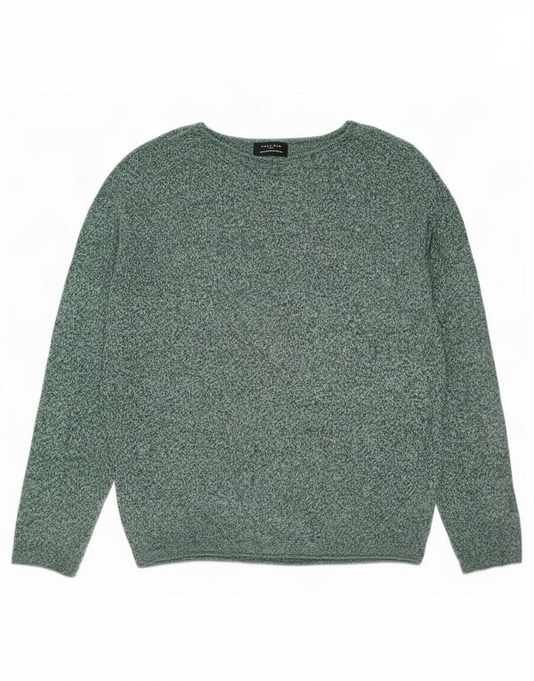 Maglione Zara da uomo con scollo a barca in cotone verde medio