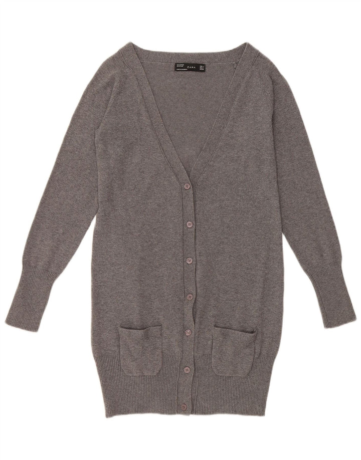 Maglione cardigan lungo da donna Zara UK 12 Grigio medio