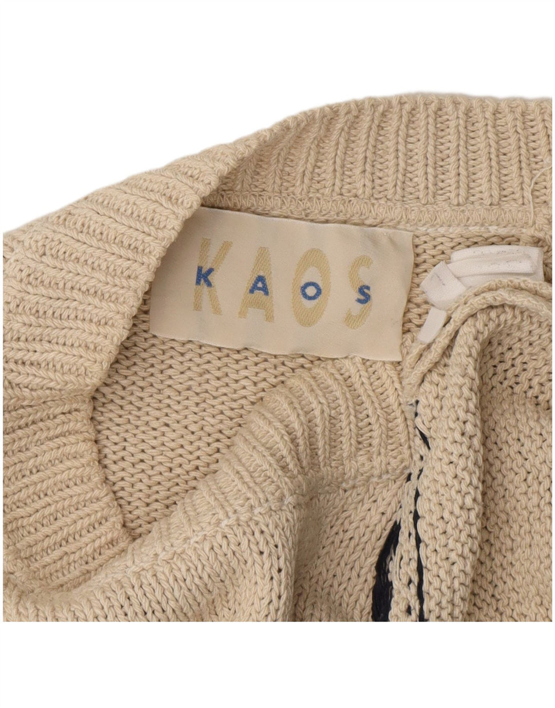 KAOS Uomo Maglione Girocollo Maglione Grande Bianco Fair Isle