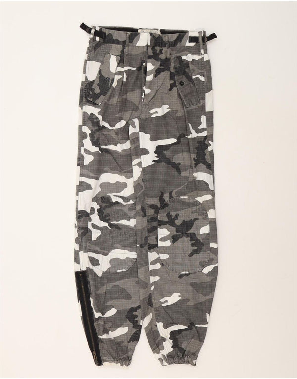 Pantaloni cargo da jogging da donna vintage IT 44 medi W30 L31 grigio mimetico