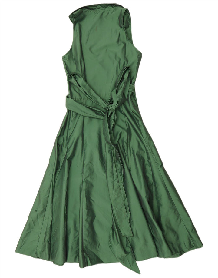 Vestito lungo senza maniche da donna Zara UK 10 piccolo poliestere verde