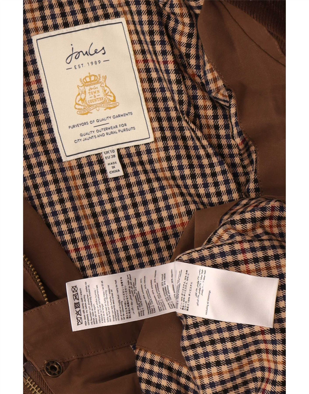 Giacca multiuso oversize da donna Joules UK 10 Small Brown Colourblock