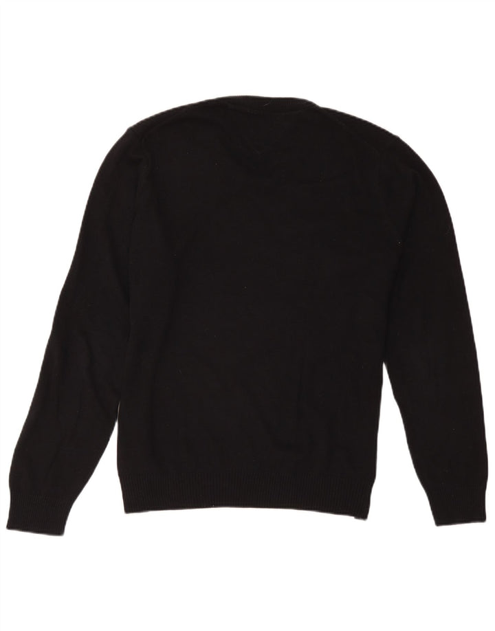 Maglione maglione con scollo a V da uomo Tommy Hilfiger cotone nero medio
