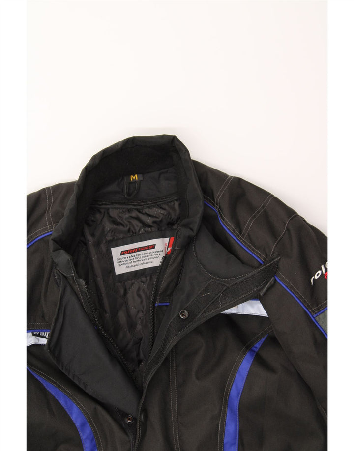 ROLEFF Mens Racer Jacket UK 38 Medium Black Colourblock Vintage ROLEFF and Second-Hand ROLEFF from Messina Hembry 