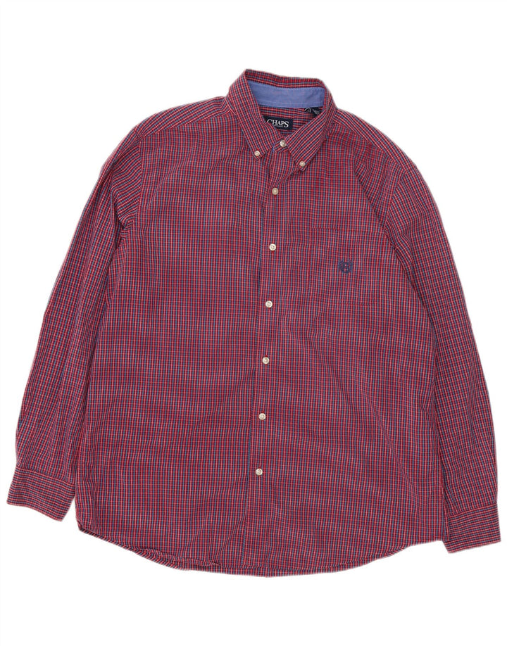 Camicia da uomo Chaps grande in cotone a quadretti rossi