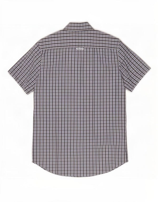 Crew Clothing Camicia da uomo a maniche corte in cotone a quadretti blu medio
