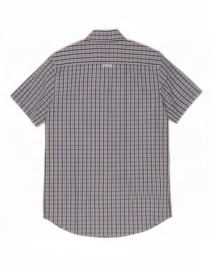 Crew Clothing Camicia da uomo a maniche corte in cotone a quadretti blu medio