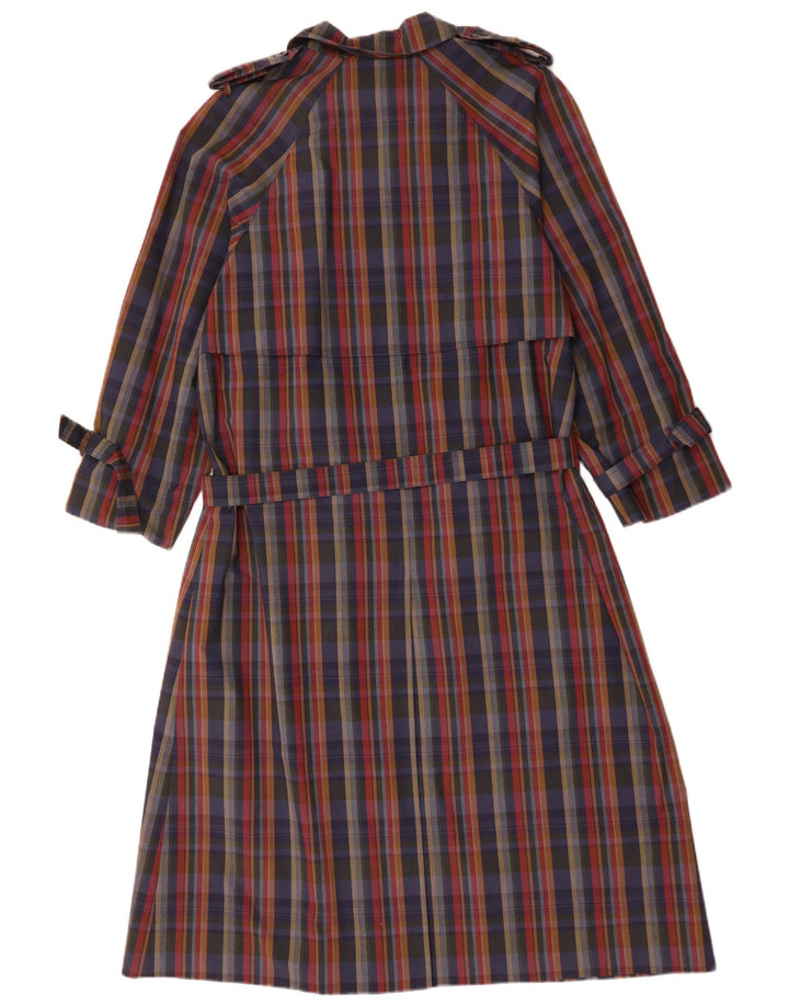 Trench da donna vintage UK 14 grande motivo a quadri multicolore