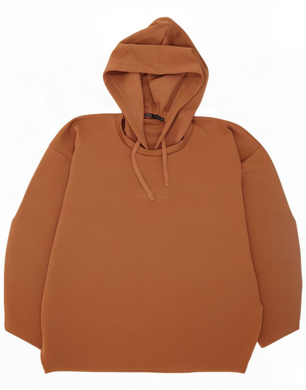 Maglione con cappuccio oversize grafico da donna Zara UK 10 piccolo marrone