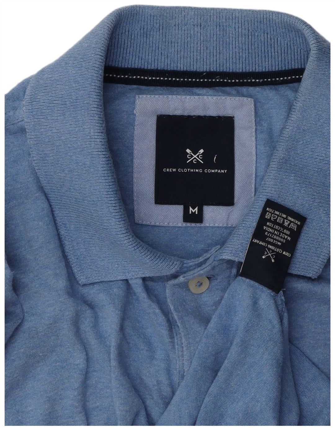 CREW CLOTHING Mens Polo Shirt Medium Blue Cotton
