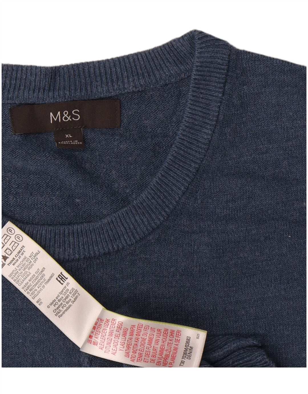 Maglione maglione girocollo da uomo Marks & Spencer XL blu navy acrilico