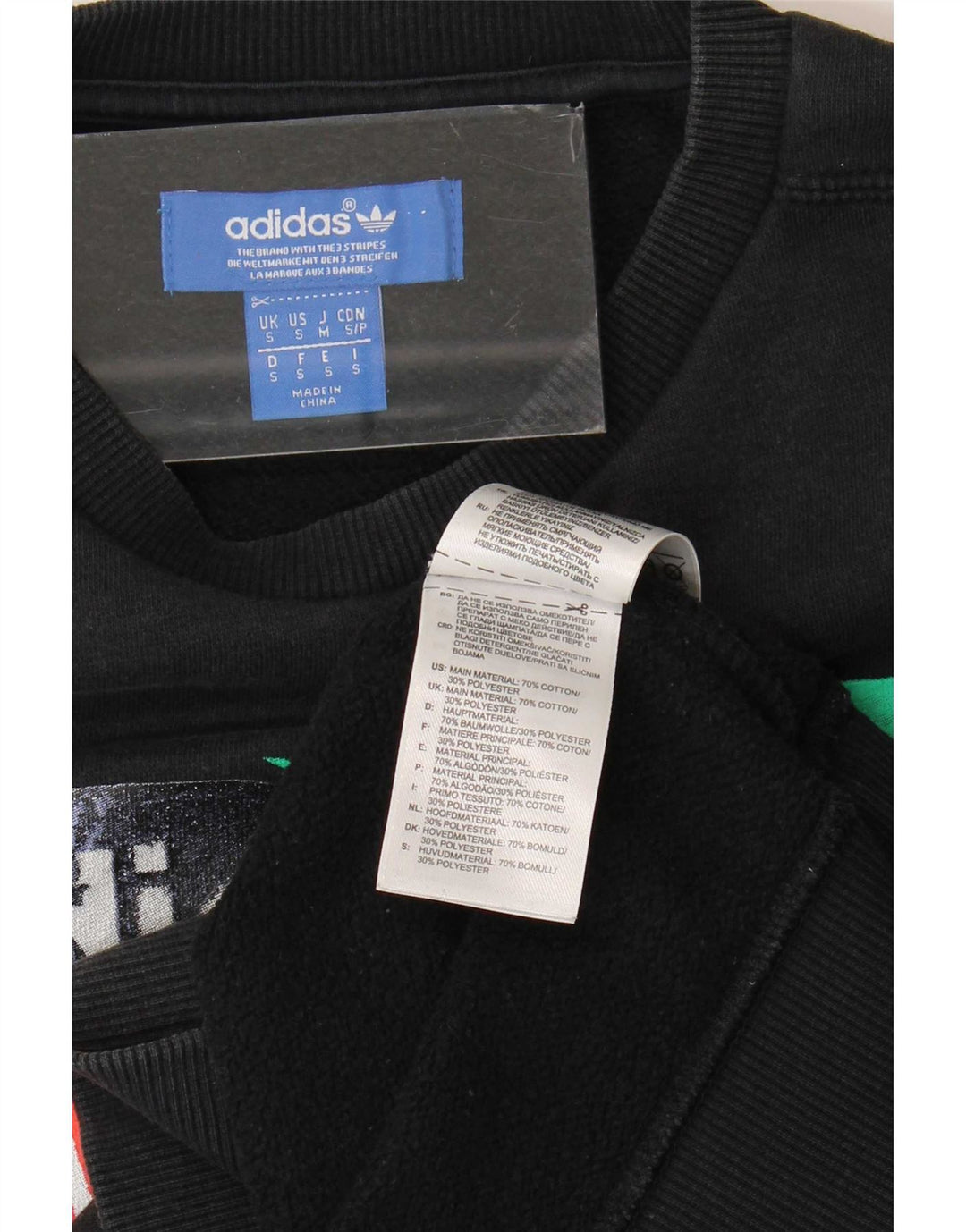 Felpa grafica da uomo Adidas Maglione piccolo cotone nero