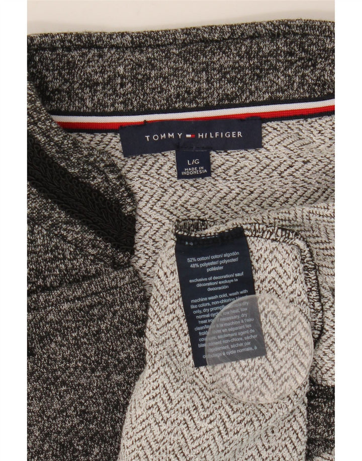 Giacca blazer da donna Tommy Hilfiger UK 14 grande cotone chiazzato grigio