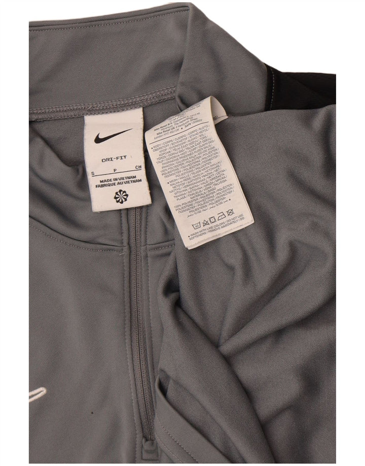 Nike - Maglia da uomo Dri Fit con zip e collo a maniche lunghe, piccola, in poliestere color block grigio