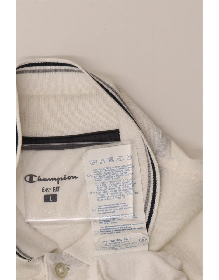Polo da uomo Easy Fit CHAMPION, taglia grande, in cotone bianco