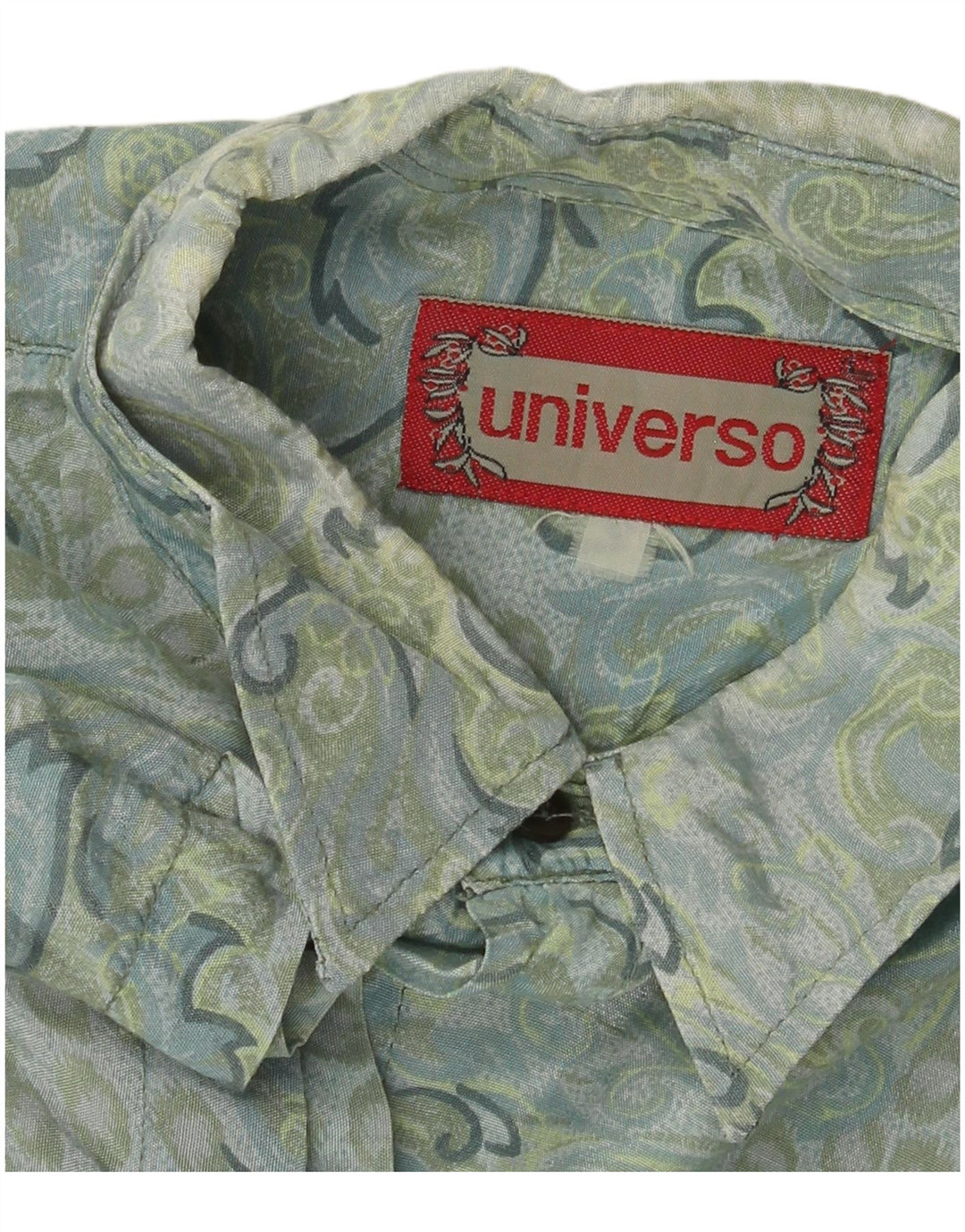 Camicia vintage da uomo a maniche corte XL blu con motivi cachemire