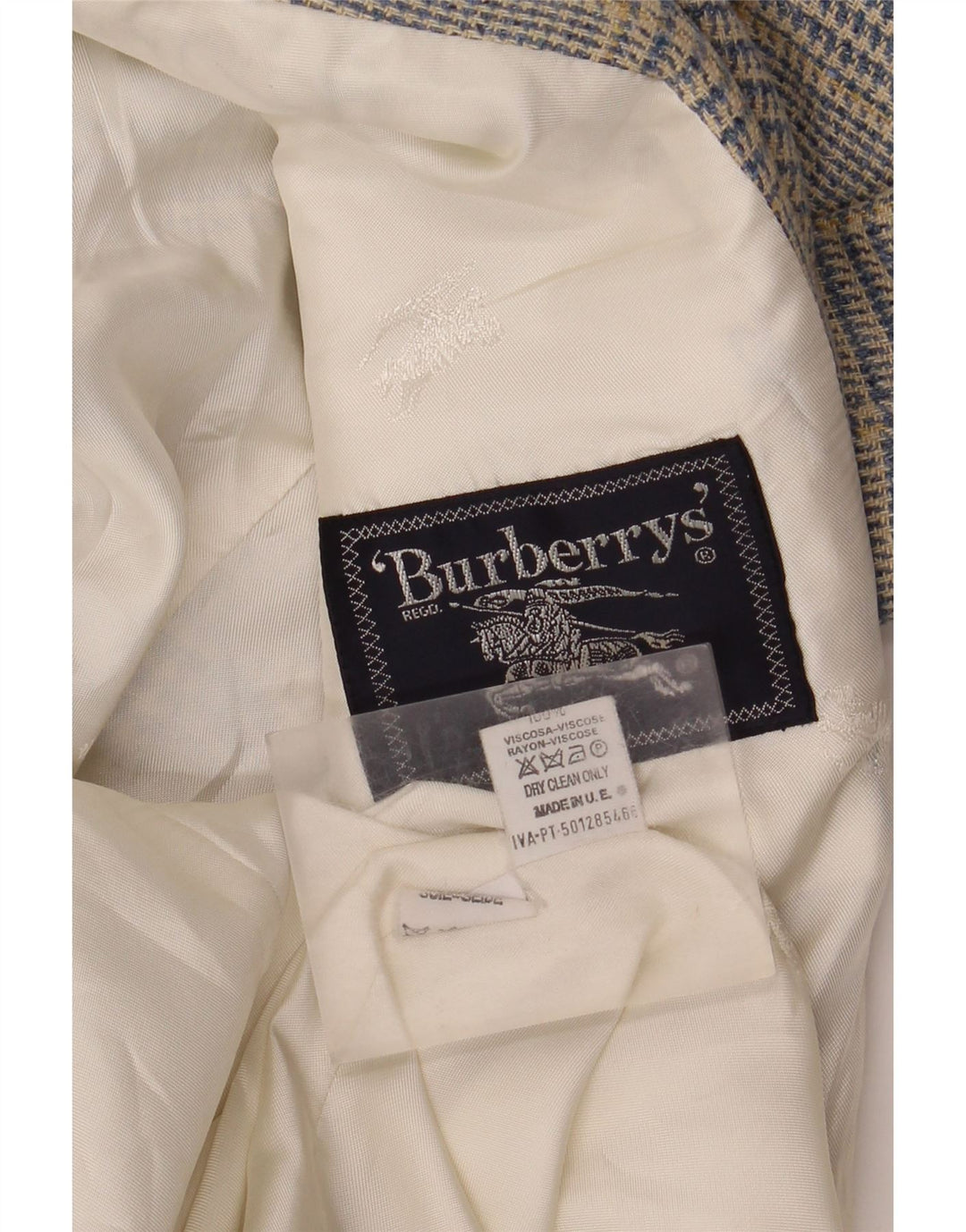 Giacca blazer da donna a 3 bottoni Burberrys UK 12 pied de poule blu medio