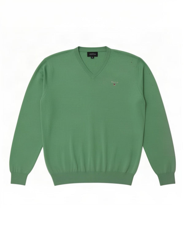Gant Maglione da uomo con scollo a V, grande cotone verde