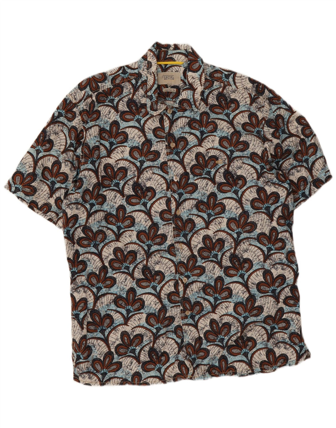 Camicia da uomo a maniche corte, vestibilità regolare, Camel Active, grande, floreale multicolore