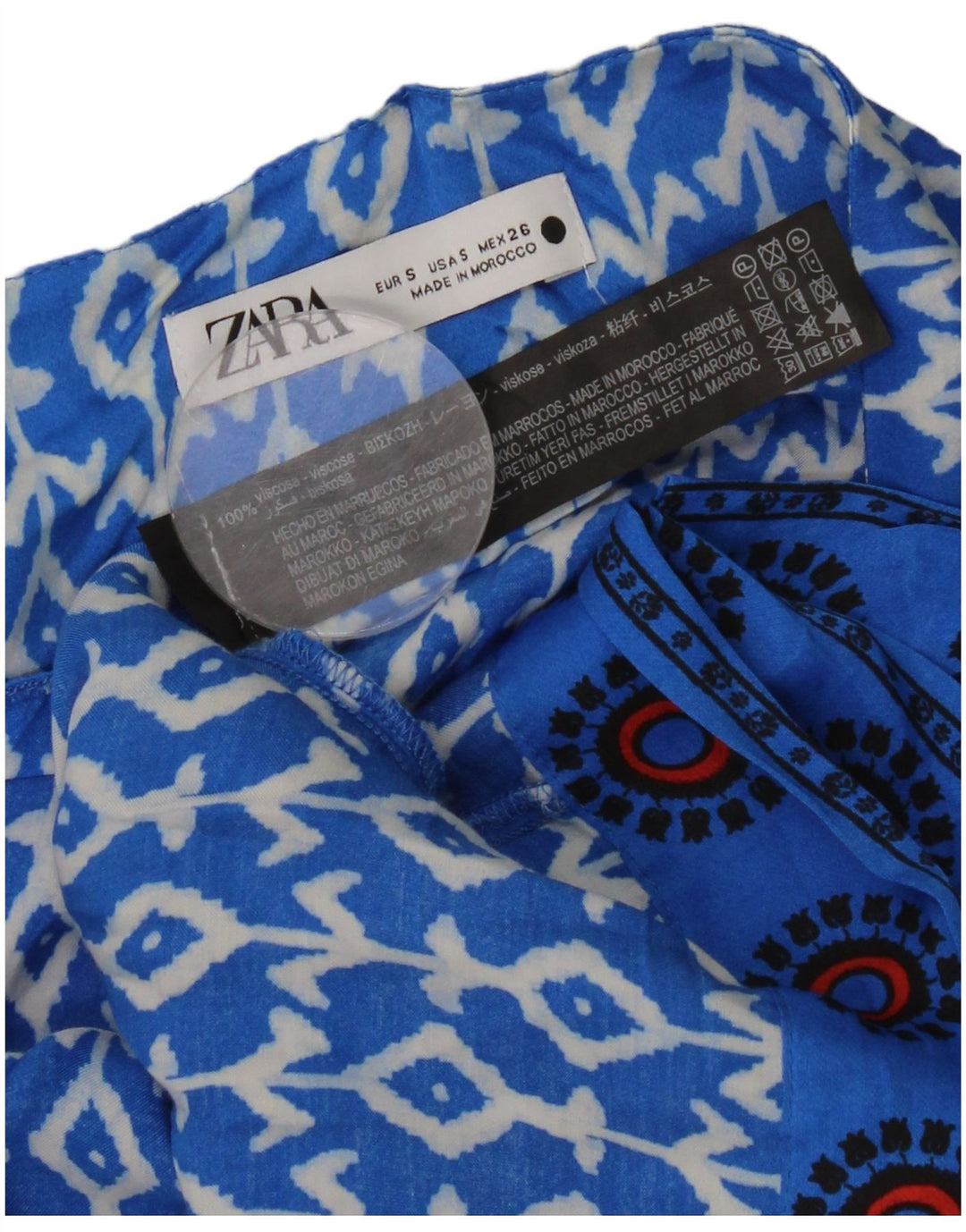 Gonna a portafoglio da donna Zara piccola W26 in viscosa geometrica blu