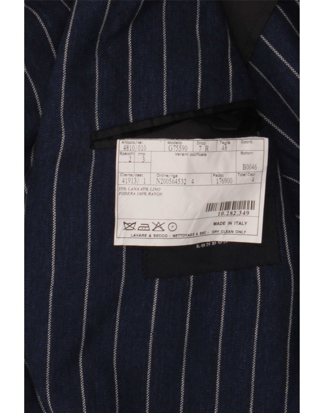 Giacca blazer da uomo a 2 bottoni Burberry IT 48 media lana gessata blu navy
