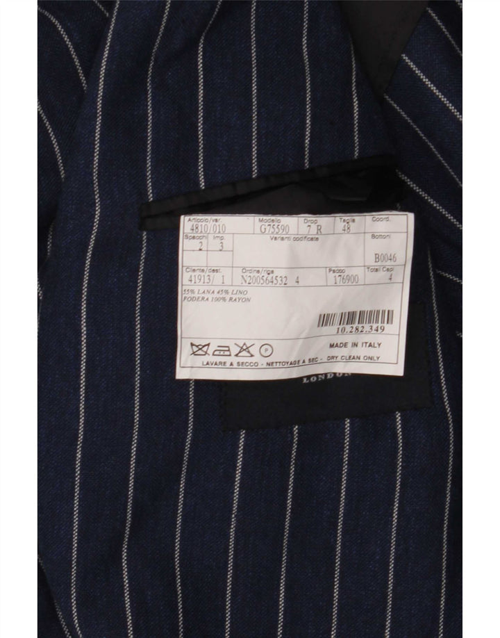 Giacca blazer da uomo a 2 bottoni Burberry IT 48 media lana gessata blu navy