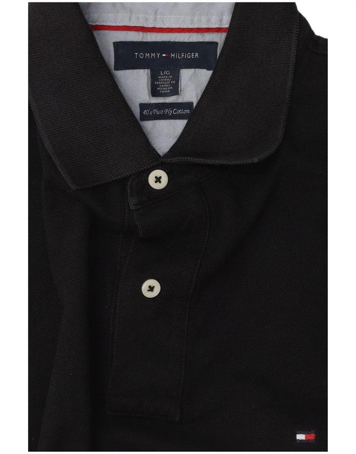 Polo da uomo Tommy Hilfiger grande in cotone nero