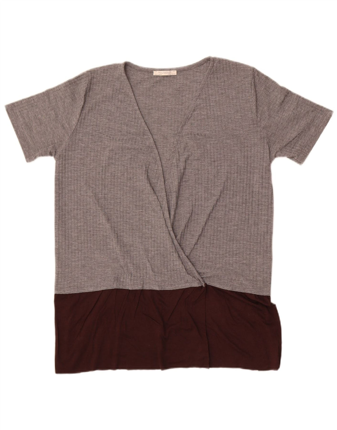 Top in camicetta da donna Zara UK 16 grande grigio color block