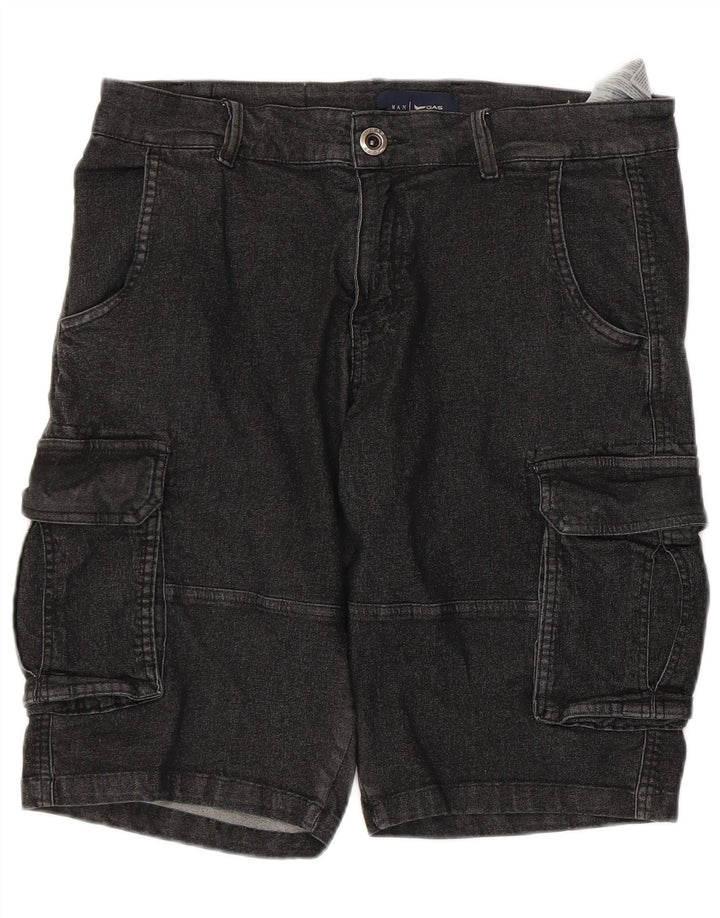 Pantaloncini cargo da uomo Gas Regular Fit in denim medio W32 cotone nero