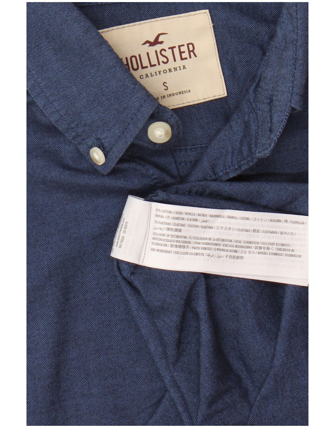 Camicia Hollister da uomo Small in cotone blu
