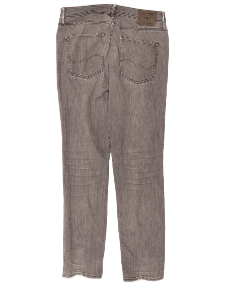 JACK & JONES Jeans dritti slim Tim da uomo W33 L34 cotone grigio