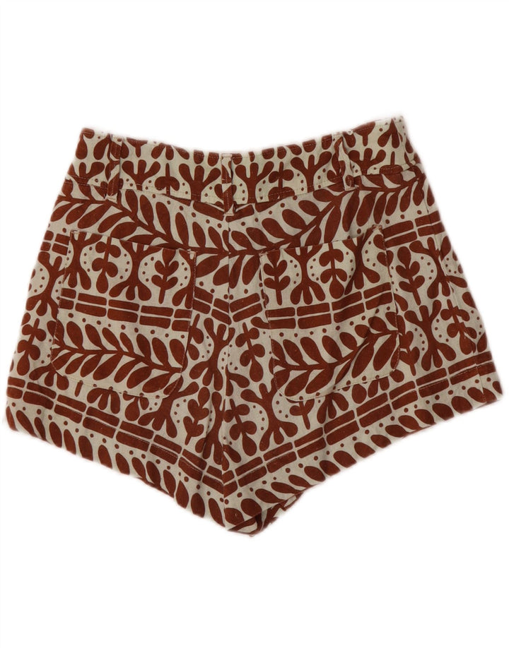 ZARA Womens Abstract Pattern Hot Pants Small W26  Brown Linen Vintage Zara and Second-Hand Zara from Messina Hembry 