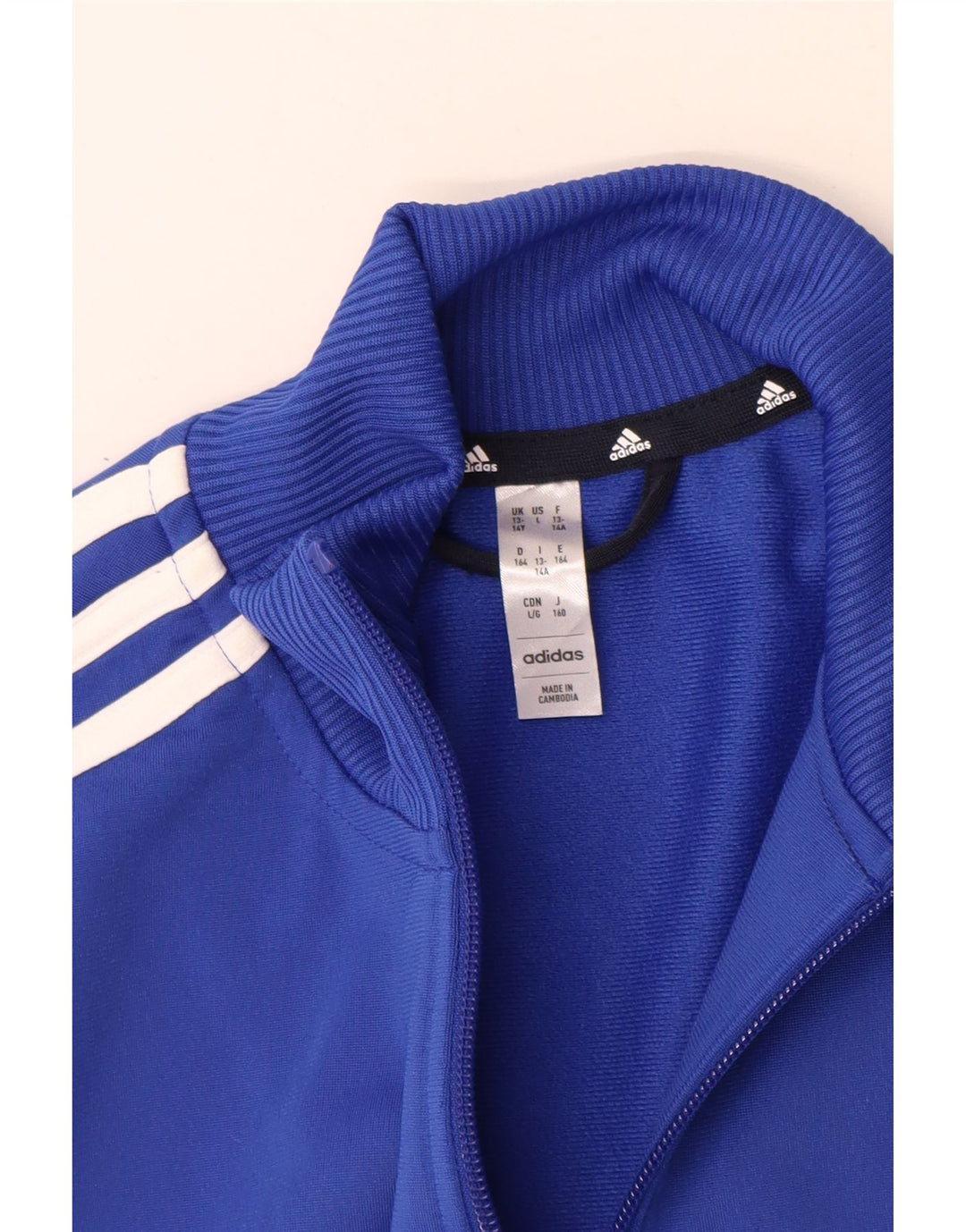 Giacca da tuta da ragazzo Adidas 13-14 anni in poliestere color block blu