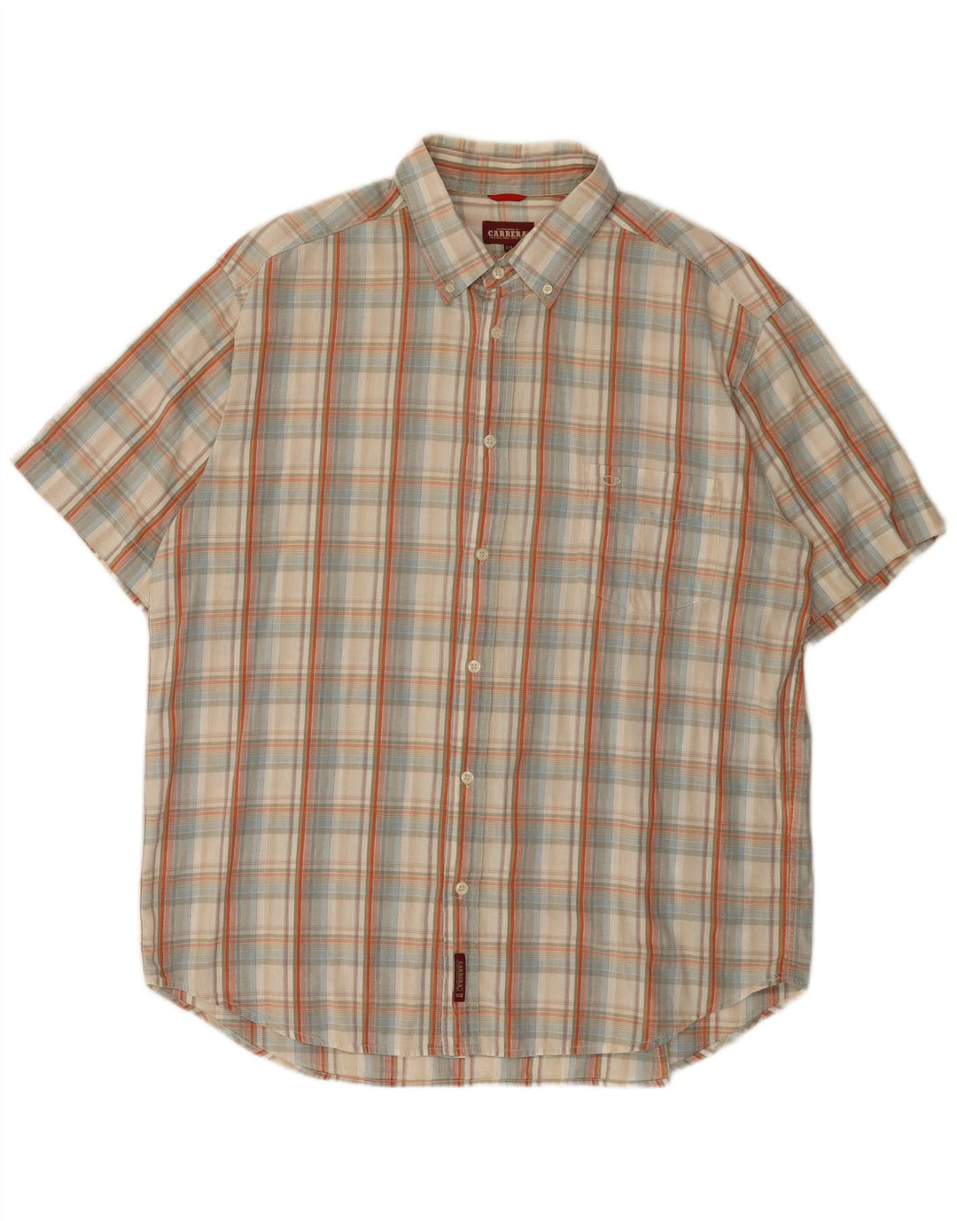 Camicia a maniche corte da uomo Carrera 2XL Cotone a quadri beige