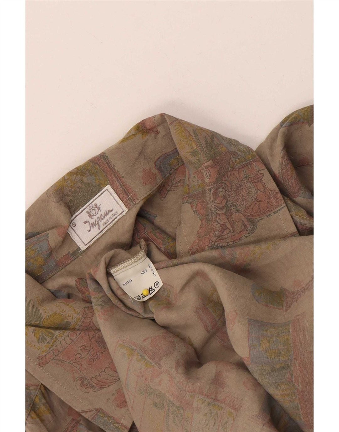Camicia a maniche corte grafica da uomo Ingram XL in viscosa beige