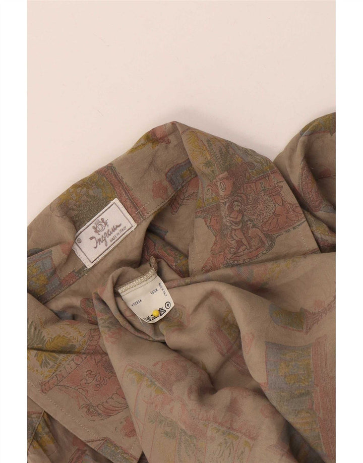 Camicia a maniche corte grafica da uomo Ingram XL in viscosa beige