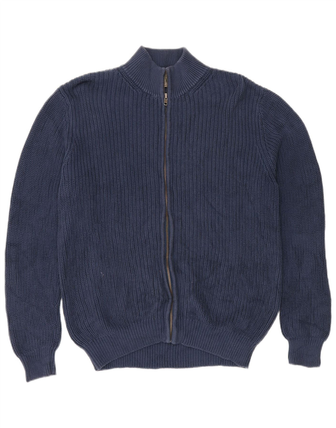 Maglione cardigan con zip intera da uomo L.L.Bean grande cotone blu navy