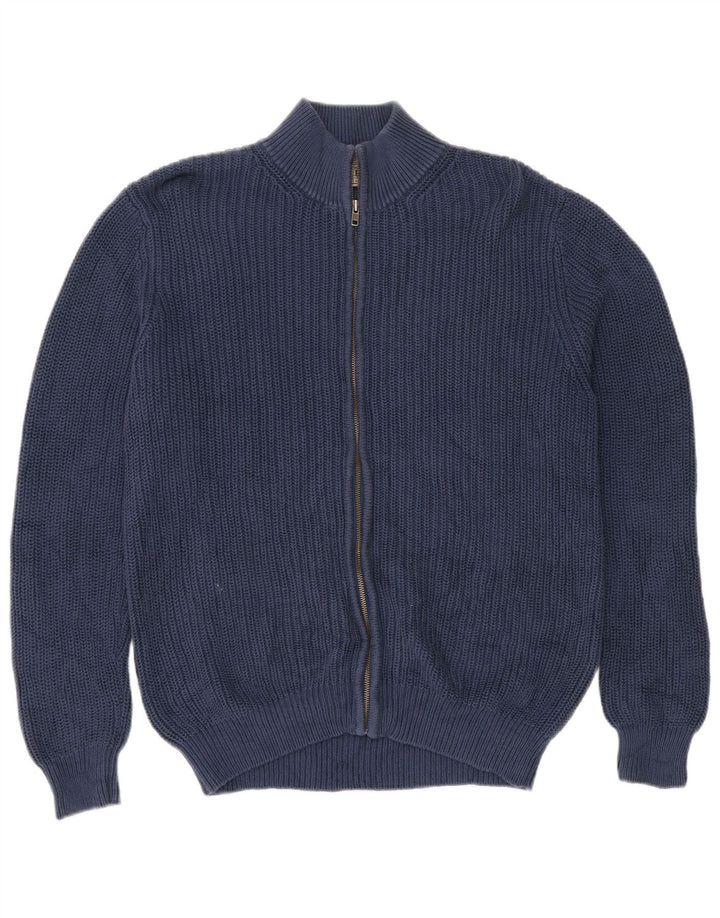 Maglione cardigan con zip intera da uomo L.L.Bean grande cotone blu navy