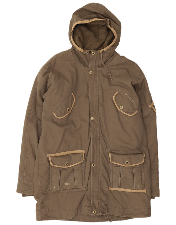 Giacca parka con cappuccio da uomo Helly Hansen UK 42 XL cotone marrone