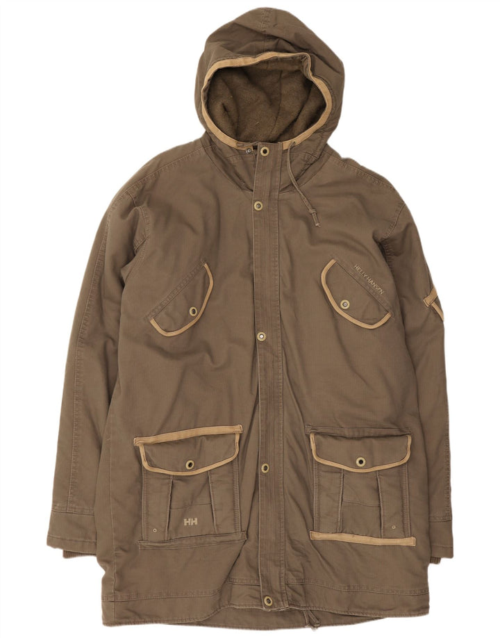 Giacca parka con cappuccio da uomo Helly Hansen UK 42 XL cotone marrone